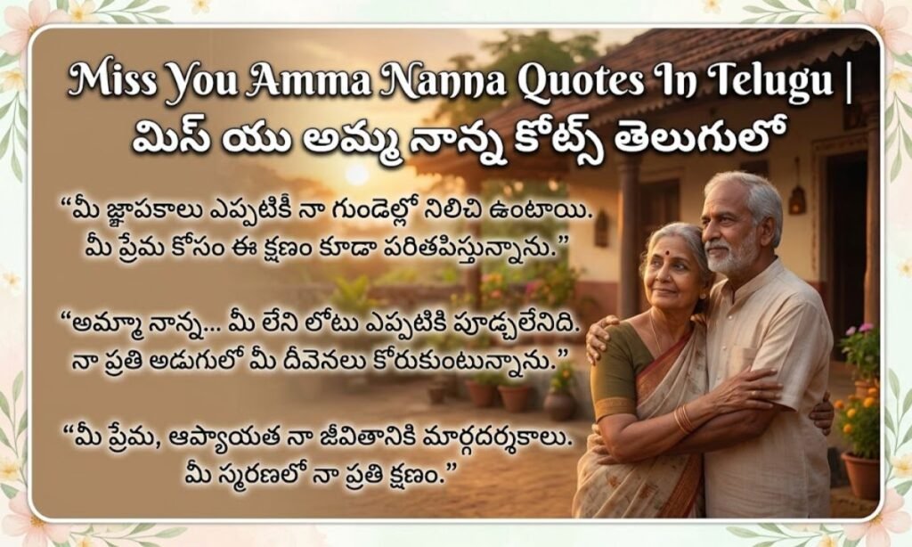 Miss You Amma Nanna Quotes In Telugu | మిస్ యు అమ్మ నాన్న కోట్స్ తెలుగులో