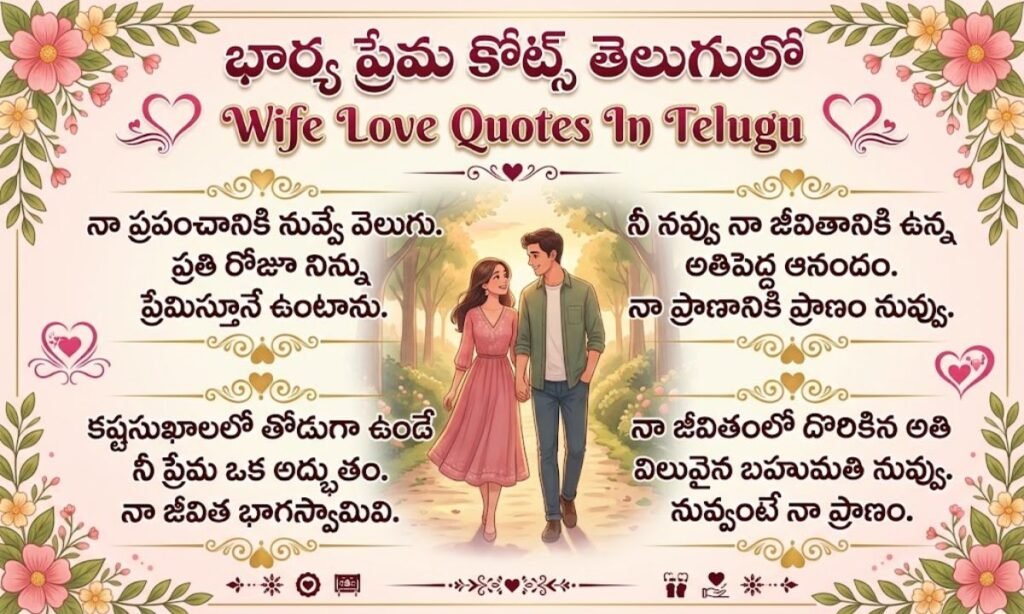 Wife Love Quotes In Telugu | భార్య ప్రేమ కోట్స్ తెలుగులో