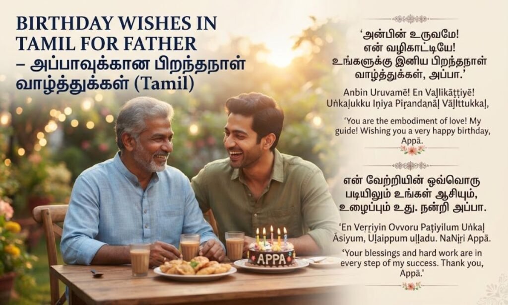 Birthday Wishes in Tamil for Father – அப்பாவுக்கான பிறந்தநாள் வாழ்த்துக்கள் (Tamil)